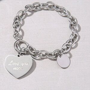 Silver/White Gold HeartPendent Bracelet